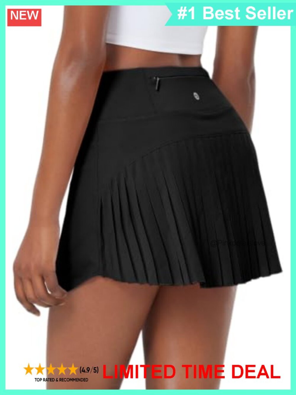 Pleated Tennis Skort Golf Skirt with 3 Pockets Tummy Control Athletic